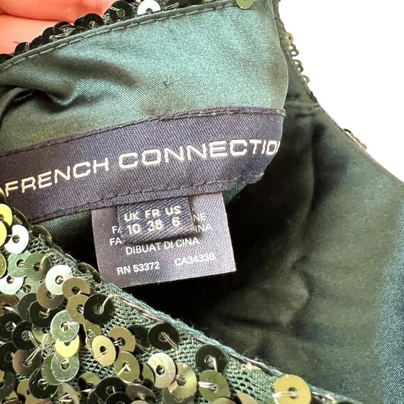French Connection : Ozlem Green Sequin Short Skater Dress A-Line : 6 - Picture 4 of 11